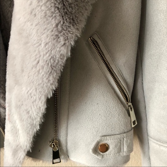 River island fur suede jacket moto zipper pink - Picture 12 of 14